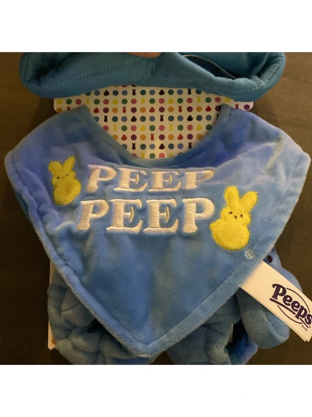 Peeps Baby Gift Set Hat Bib Booties in Blue Chick NWT